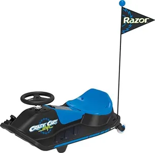 Razor Crazy Cart Shift Electric Go Kart for Kids Ages 6+ - 12V Drifting System, High/Low Speed Switch, Simplified Drifting, Riders up to 120 lbs, Black/Blue