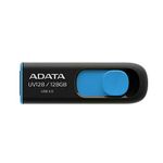 ADATA USA UV128 128 GB High-Speed USB 3.0 Capless USB Flash Drive, Blue/Black (AUV128-128G-RBE)