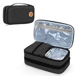 CURMIO Insulated Insulin Cooler Travel Case, Double Layer Diabetic Supplies Storage Bag with Detachable Pouches for Insulin Pens, Diabetic Medication and Ice Packs, Black, Bag Only