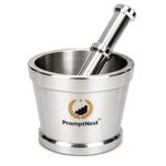 PromptNest™ Stainless Steel Mortar and Pestle Set | Manual Spice Grinder | Food Grade Metal Khalbatta for Garlic, Herbs, Pepper, Masala and Dry Ingredients | 250 ml