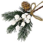 Artificial Christmas Picks 8 Pack, White Christmas Berries Stems Pine Branches Cones Holly Spray/Winter Holiday Floral Pick for Xmas Decor Wreath, Garland, Crafts, Xmas Tree, Gift Wrap, DIY Ornaments