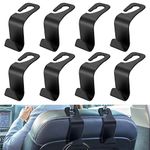 LJAPPLIED 8 Pcs Car Storage Organiser Bag Hooks, Auto Hooks, Car Seat Headrest Holder Hooks, Car Coat Hanger Hooks, Coat, Purse, Handbag, Grocery, Bag Holder Support Car Seat Rear Hook