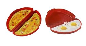 Dependable Industries inc. Essentials Microwave Egg Cooker for Sandwiches & Omelets – BPA-Free Microwave Egg Poacher, Fried Egg Maker, Omelet Maker, & Scrambled Egg Cooker – 2-Piece Breakfast Maker