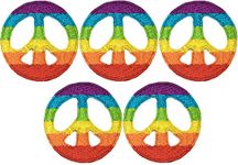 Ranger Return Set 5 of Small Cute Mini Peace Sign Colorful Rainbow Tiny Sew Iron on Embroidered Patches (Peace-CLR-O-MINI5)