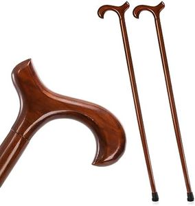 Mezchi 36 inch Wooden Walking Cane for Men and Women, All Occasion Ergonomic Wood Walking Stick with Non-Slip Rubber Tip, Solid Canes for Senior Elders, Coffee Color