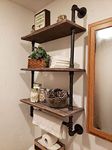 Industrial Pipe Shelving Rustic Bathroom Shelves 3 Tiers Retro Wall Mount Pipe Design DIY Shelf Retro Floating Wooden Shelving (3 tier-24)