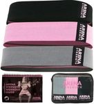 Arena Strength Fabric Exercise Booty Bands for Legs and Butt | Hip Resistance Bands Set of 3 with Workout Guide and Carry Case