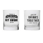 EK DO DHAI Couples Drink Whiskey Glass | Whiskey Glasses Thick Bottom Bourbon Glasses | Glass Tumbler for Whisky + Scotch + Cocktail + Liquor + Home Bar | for Valentine | Set of 2 | 300ml