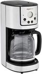 Amazon Basics Programmable Coffeemaker with Carafe and Reusable Filter, Stainless Steel, 12 Cups, Black