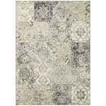 Maples Rugs Vintage Patchwork Distressed 5 x 7 Non Slip Large Rug [Made in USA] for Living, Bedroom, and Dining Room, Grey