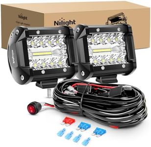 Nilight LED Light Bar 2PCS 60W 4 Inch Flood Spot Combo LED Work Light Pods Triple Row Work Driving Lamp with 12 ft Wiring Harness kit - 2 Leads