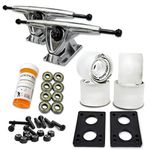 YOCAHER 071-Gel Clear Wheel-Polished Trucks Longboard Skateboard Trucks Combo Set with 70mm Wheels Plus 9.675-Inch Polished/Black Package