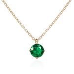 namana Gold Plated Emerald Green Solitaire Pendant Necklace for Women and Teen Girls, Simple Gold Necklaces for Women with a Green Stone, Dainty Round Emerald Green Necklace in 925 Silver