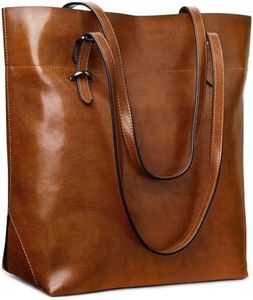 S-ZONE Vintage Genuine Leather Tote Shoulder Bag Handbag Big Large Capacity Upgraded 2.0