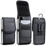 Cell Phone Holster Compatible iPhone 13 Mini,12 Mini,iPhone SE, iPhone 7 8,iPhone 6 6S ,iPhone 5 5s,iPhone 4 4S,Samsung Galaxy J2 Oxford Belt Clip Holster Phone Pouch Card Holder(Black)