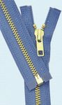 M2 Look Polyester Fiber Cloth Sewing Zipper 7 Inch Brass Jeans Zipper Gold Colored Metal Teeth Zips with Locking Slider Closed Bottom (Fiber Blue, 7 x1.25 inch) 4 Pc