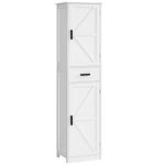 WEENFON Bathroom Storage Cabinet with 2 Doors & 1 Drawer, Tall Bathroom Cabinet with 6 Shelves, Freestanding Linen Tower, for Bathroom, Living Room, Kitchen