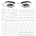 Aaiffey Face Gems Self Adhesive Face Rhinestones Stick On for Hair Gems Makeup Stickers Face,Eyes,Nail Stickers Pearls Star Rhinestones Tattoos for Women, Girls (4 Sheets)