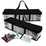 Evelots CD Storage Bags (2 Pack) Clear PVC Plastic Media Carrying Case with Zipper - Holds 100 CDs Total - Strong Handles - Protects CDs, Video Games, Music from Dirt & Moisture