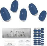 Adora Couture Semi Cured Gel Nail Strips with 30 Pieces, Salon Quality Nail Wraps for Women, Solid Glossy Blue UV Gel Nail Stickers, UV Light Required, True Blue