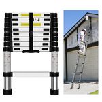 SDOER Telescoping Ladder: 12.5 FT Aluminum Extension Ladder Folding Compact Portable Anti-Slip Collapsible Ladders for Home Attic RV Loft Roof