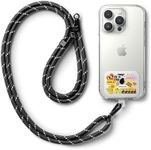 Ringke Holder Link Strap with Graphic Design TPU Tag, Adjustable Crossbody Polyester Rope Lanyard Compatible with Universal Smartphone Case - Focus/Black & White