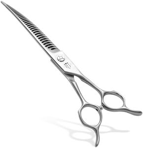 Fenice Totem Dog Grooming Scissors: Pet Shears Made Of Japanese 440C Advanced Stainless Steel Professional Grooming Scissors for Dogs Cats and Other Pets (A Curved Chunker, 7.0 inch)