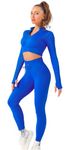 K-MART Tracksuit Womens Full Set, 2pcs Gym Set for Women, Zip-Up Workout Gym Top Legging Set, Crop Top, Long Sleeve, Gym Sets for Women 2 Piece for Yoga and Sports Activities (S, BLUE)