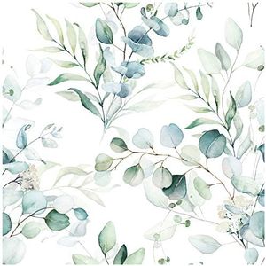 HaokHome 93042 Peel and Stick Wallpaper Green/White Eucalyptus Leaf Floral Wall Mural Home Nursery Boho Decor 0.45m X 3m