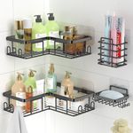 Shower Caddy, 4 Pack Corner Shelf Bathroom Storage, Bathroom Shelf Adhesive Shower Shelf, Stainless Steel Bathroom Accessory, Bathroom Shelves Organiser No Drilling, Shower Storage with Soap Holder