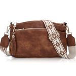 Crossbody Purse for Women,Chase Chic Trendy Vegan Leather Cross Body Bag Lady Small Handbag with Guitar Strap,Brown