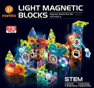 morkka Blocchi di costruzione magnetici di lusso, giocattoli STEM educativi per bambini 3D, set 3-12 per ragazzi (Light Orbital Blocks-75PCS)