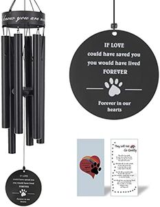 Pet Memorial Wind Chime, 30 Inches Paw Print Pet Remembrance Gift to Honor and Remember a Dog, Cat, or Other Pet, Premium Metal Wind Chime, Black