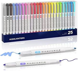 EooUooIP Highlighters Pen Set, 25 Colors Dual Tip Colour Highlighter Pens, Broad and Fine Tips Pastel Highlighters for Student Office School Classroom,Assorted Colours