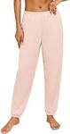 Ekouaer Womens Fuzzy Pajama Pants Soft Fleece Pj Pants Warm Comfy Lounge Pants Sleepwear Bottoms Joggers with Pockets Light Pink L