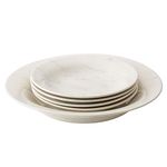 Anolon Ceramics Stoneware Pasta/Soup Bowls, 5 Piece, Marble White