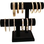 FindingKing 2 Tier Black Velvet T-Bar Bracelet Watch Jewelry Stand Display