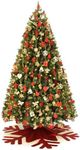 Artificial 6 ft Christmas Tree Pre-lit with Decorations Skirt and 300 Warm White Led Lights, 1069 Hinged PVC Branch Tips, 8 Lighting Modes, Easy Assembly, arbolito de Navidad con Luces 2022