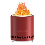 DodomeTrek Tabletop Fire Pit-8.7'' Smokeless Firepits with Travel Bag, Outdoor Fire Pit with Stand, Portable Camping Firepit Stove for Patio | Fueled by Pellets or Wood | Red Stainless Steel