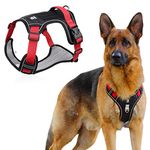 Qpets® Dog Harness, No-Pull Pet Harness with Safety Reflective Strip, Harness for Dogs Large Size, Control Handle Dog Belt Outdoor, Oxford Cloth Dog Vest Harness (Red, L, Suitable for 14-22.5kg)