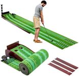 RUN.SE RUN.SE Golf Putting Mat,Golf Putting Mat Practice Green Indoor and Outdoor with Auto Ball Return,Upgrade 3 Fairways 2 Hole,Crystal Velvet Mat and Solid Wood Base for Home and Office