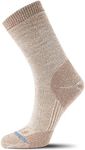 FITS Medium Rugged Crew Socks for Men and Women – Merino Wool, Breathable, Odor-Resistant, Cushioned, Durable Knit, Whole Foot Comfort, Light Brown, Small