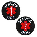 Antrix 2 Pieces Service Dog EMT EMS Medic Paramedic Star of Life Vests/Harnesses Warning Emblem Embroidered Fastener Hook & Loop Emotional Support Animal Patch for Dogs Harness Dogs Vest