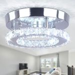 Cainjiazh Mini Crystal Chandelier Led Chandelier Semi Flush Mount Crystal Lighting Crystal Ceiling Light Crystal Pendant for Living Room Kitchen Office Bedroom Dining Room Island(Cool White)