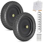 CouWesffe (2-Pack) 13ââ‚¬Ëœââ‚¬â„¢Tire Wheel for Gorilla Cart Replacement Wheels, Flat Free Solid Wheelbarrow Tires for Generator, Trolleys, Garden Cart and Hand Truck(5/8" Bearings,Offset Hub 2.1")