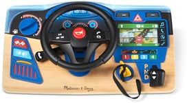 Melissa & Doug Vroom & Zoom Interactive Wooden Dashboard Steering Wheel Pretend Play Driving Toy | Kids Activity Board, Toddler Sensory Toys For Ages 3+ Blue