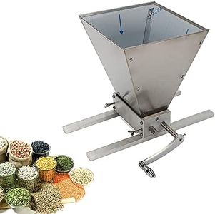 2 Roller Grain Crusher Mill, Stainless Steel Crusher Malt Mill Homebrew Manual Grain Mill Low Speed Drill Available Malt Crusher Gap Adjustable Barley Grinder