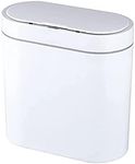 ELPHECO 10L Waterproof Motion Automatic Lid Sensor Trash Bin with Lid & Odor Filter Slim Plastic Narrow Toilet Garbage Can Touchless Odorless Recycle Trash Can White (No Battery)