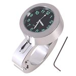 Motorcycle Handlebar Clock, 1pc Silver Motorcycle Waterproof Handlebar Glow Mount Clock Watch for Most Motorcycle Cruiser Chopper with 7/8