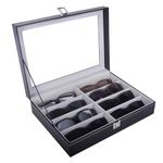 AUTOARK Leather 8 Piece Eyeglasses Storage and Sunglass Glasses Display Case Organizer,Black,AW-082